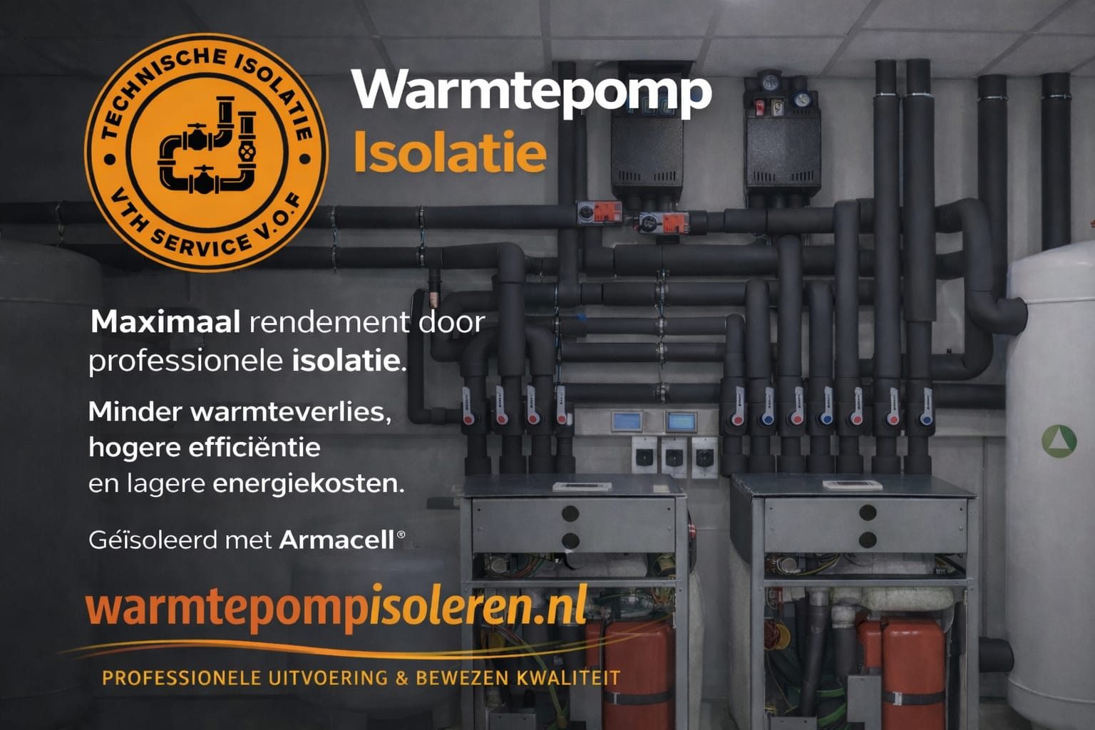 Warmtepomp installatie met professioneel geïsoleerde leidingen voor maximaal rendement