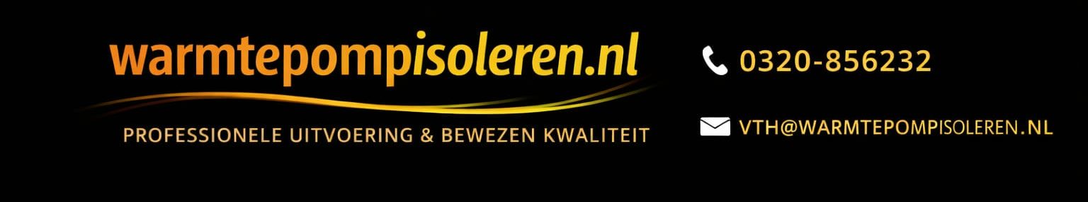 Header van warmtepompisoleren.nl met bedrijfsnaam en contactgegevens
